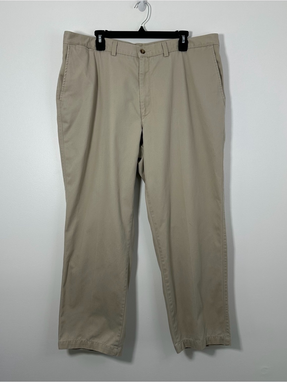 Savane Men’s 42x30 Khaki Beige Pleated Front Chino Pants 100% Cotton Classic Fit